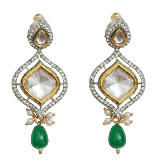 Adorned Ethnic Beaded Gold Plated Necklace Set with Earrings