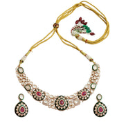 Designed Ethnic Gold Plated Necklace Set with Earrings