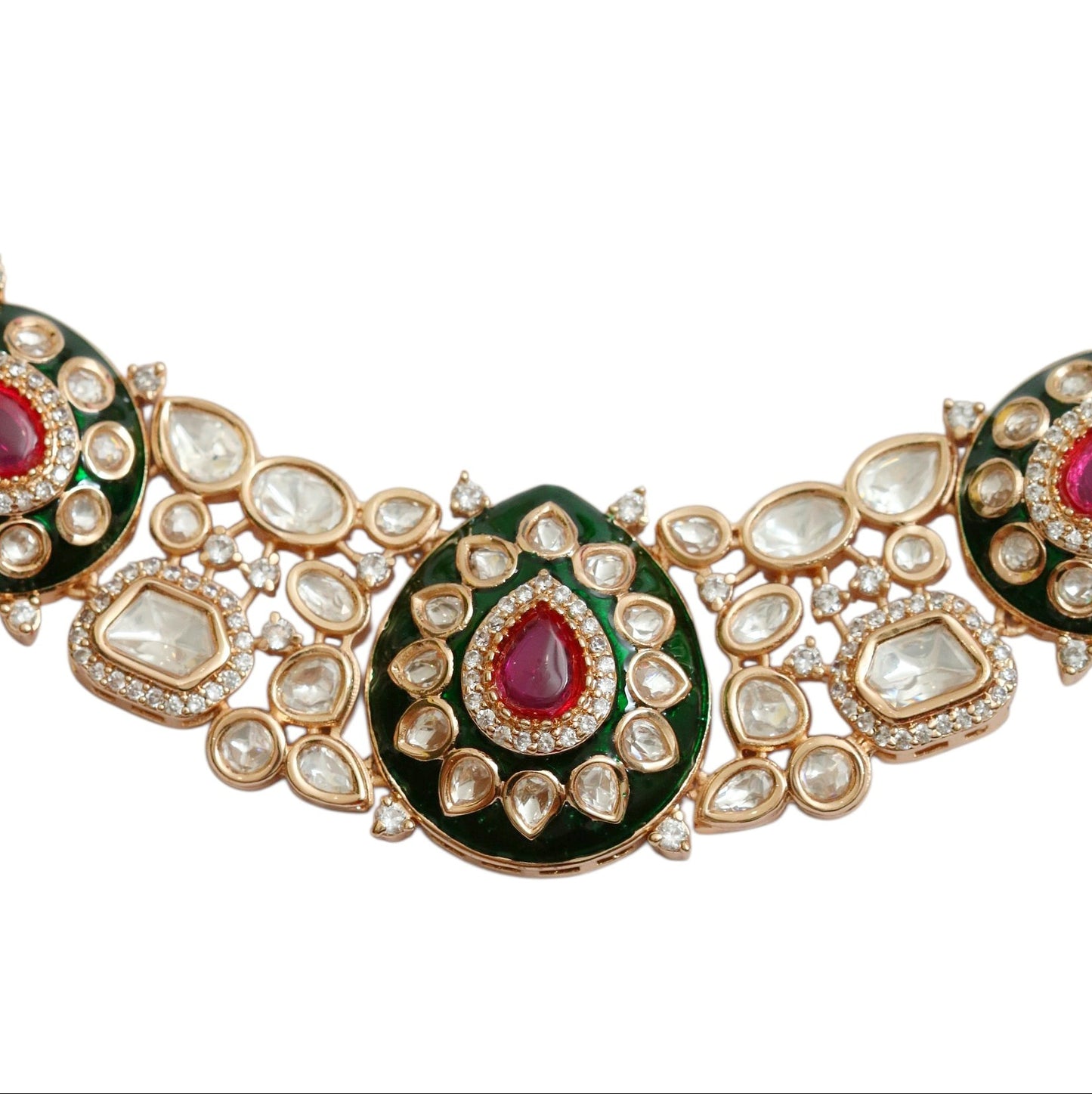 Designed Ethnic Gold Plated Necklace Set with Earrings
