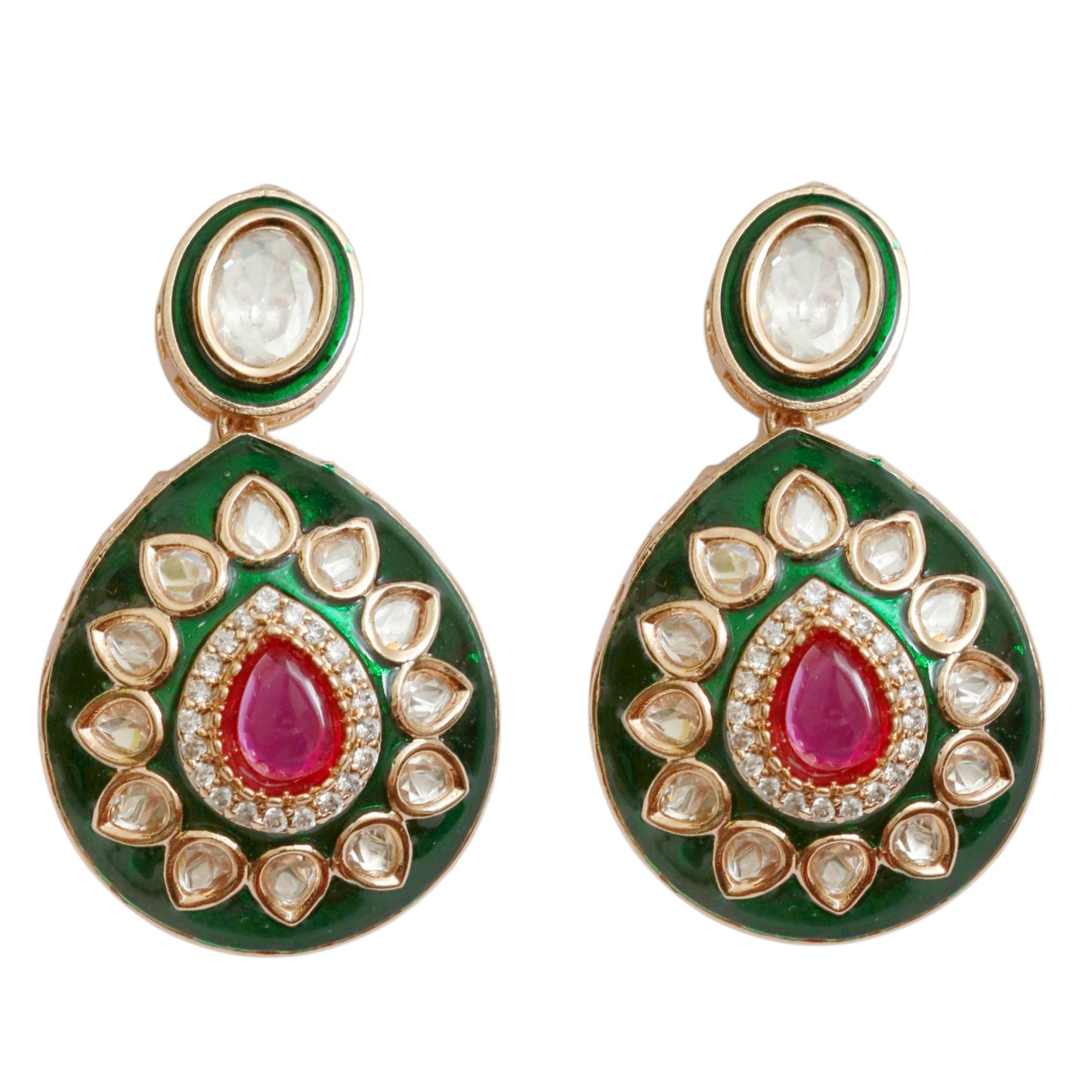 Designed Ethnic Gold Plated Necklace Set with Earrings