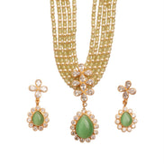 Elegant Floral Beaded Necklace Set with Earrings