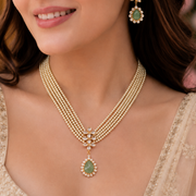 Elegant Floral Beaded Necklace Set with Earrings