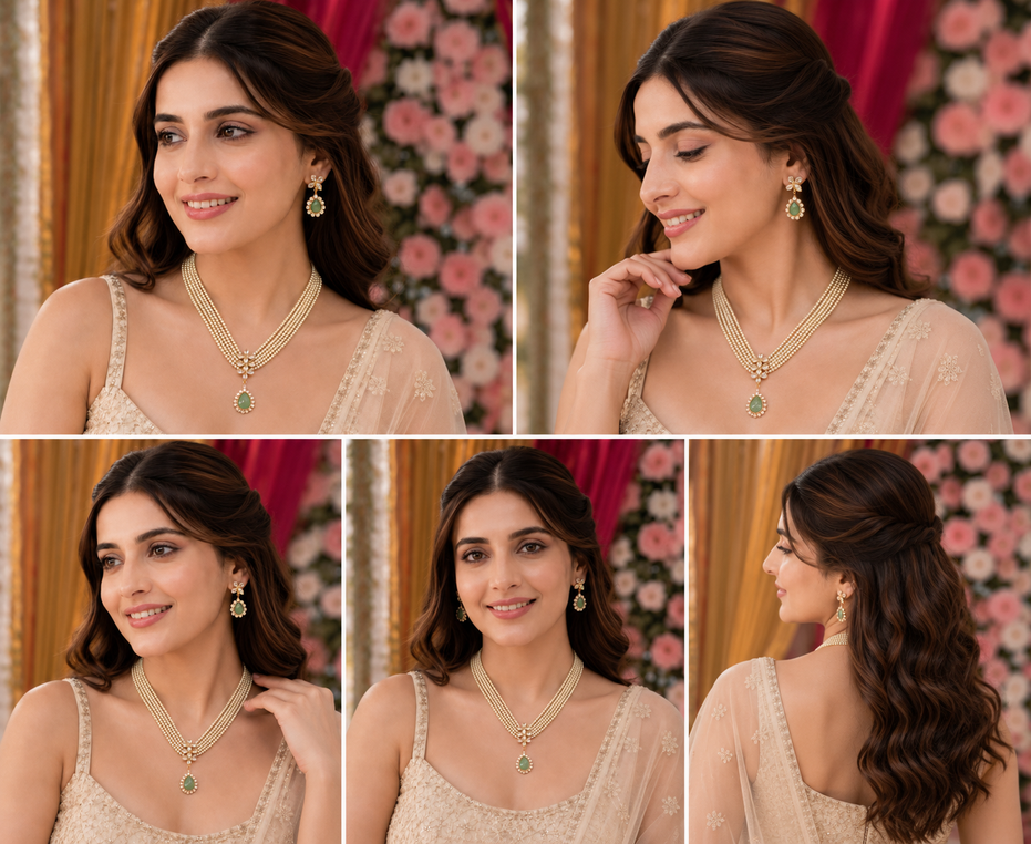 Elegant Floral Beaded Necklace Set with Earrings