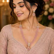 Elegant Floral Beaded Necklace Set with Earrings