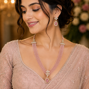 Elegant Floral Beaded Necklace Set with Earrings
