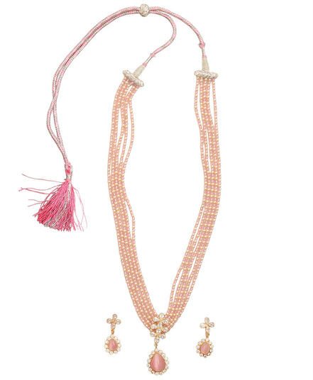 Elegant Floral Beaded Necklace Set with Earrings