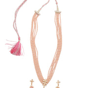 Elegant Floral Beaded Necklace Set with Earrings