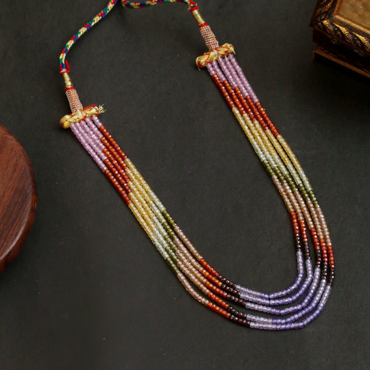 Multi Strand White & Gold Crystal Bead Necklace