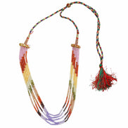 Multi Strand White & Gold Crystal Bead Necklace