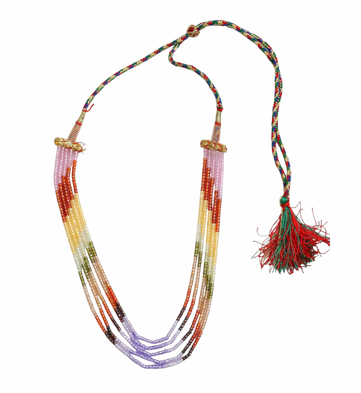 Multi Strand White & Gold Crystal Bead Necklace