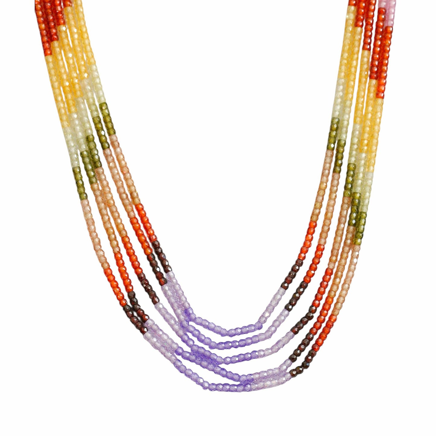 Multi Strand White & Gold Crystal Bead Necklace