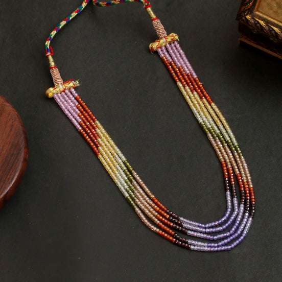 Multi Strand White & Gold Crystal Bead Necklace
