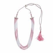 Multi Strand White & Gold Crystal Bead Necklace