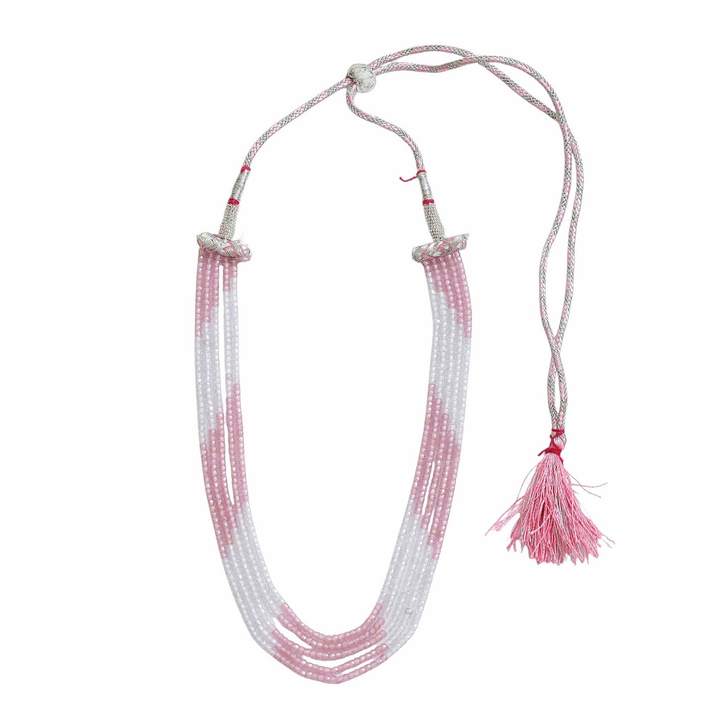 Multi Strand White & Gold Crystal Bead Necklace