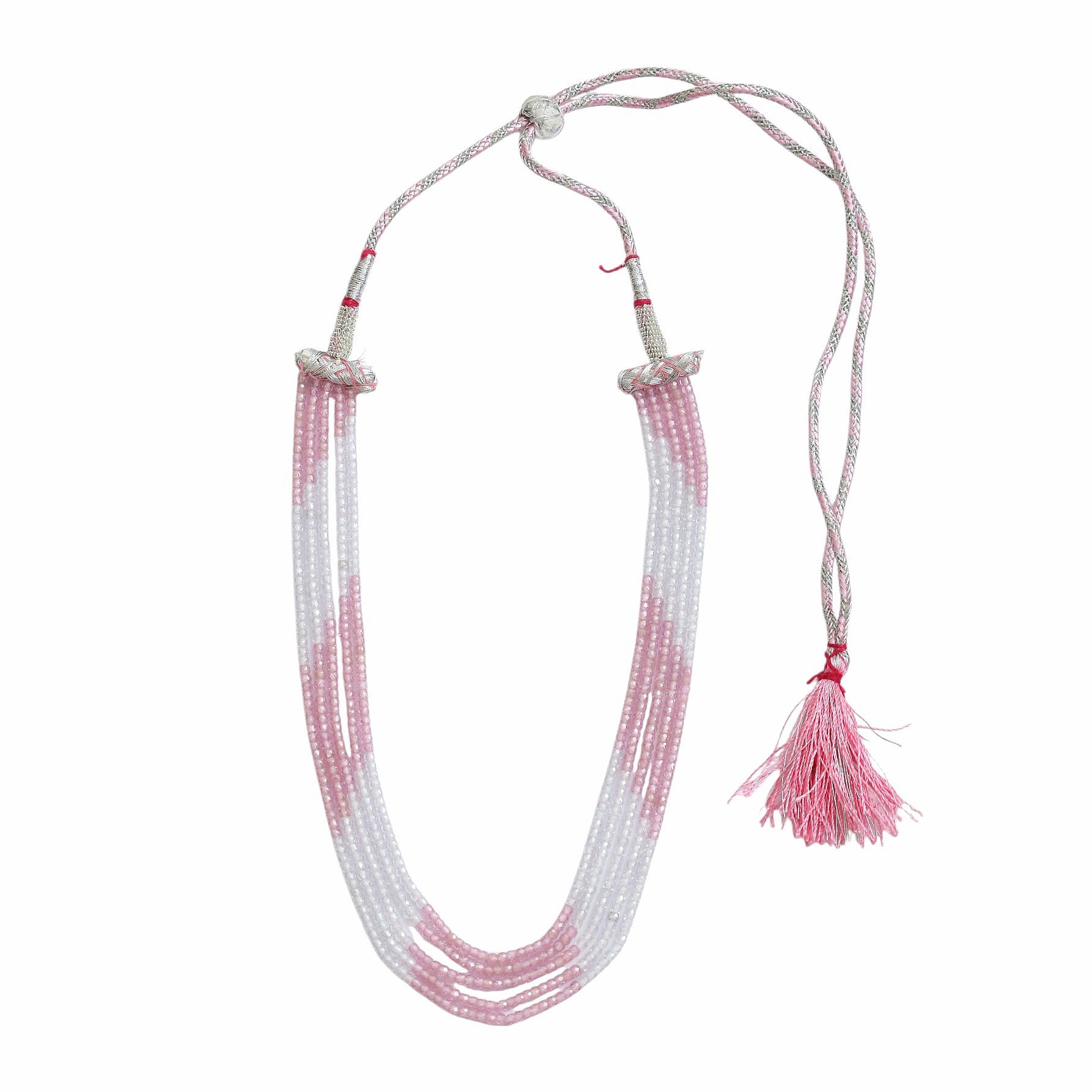 Multi Strand White & Gold Crystal Bead Necklace
