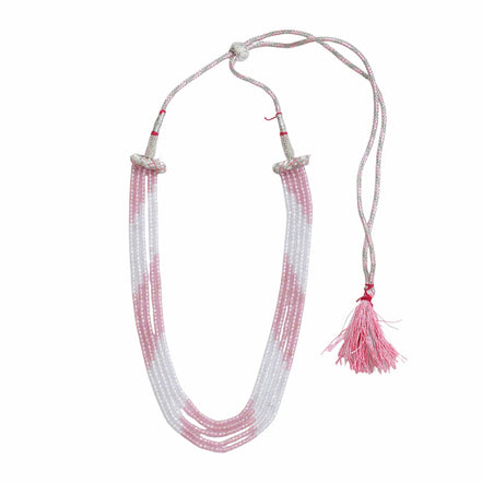 Multi Strand White & Gold Crystal Bead Necklace