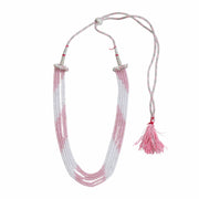 Multi Strand White & Gold Crystal Bead Necklace