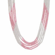 Multi Strand White & Gold Crystal Bead Necklace