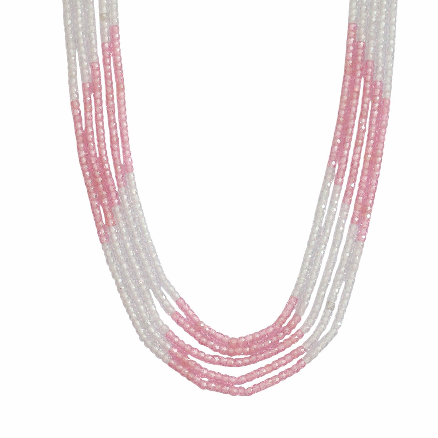 Multi Strand White & Gold Crystal Bead Necklace