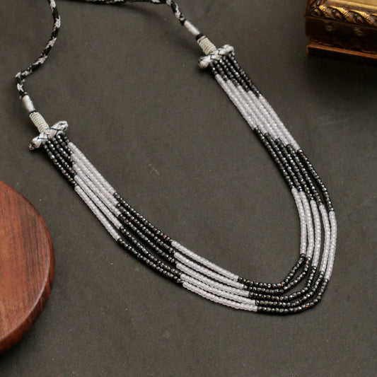 Multi Strand White & Gold Crystal Bead Necklace