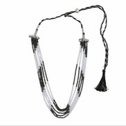 Multi Strand White & Gold Crystal Bead Necklace