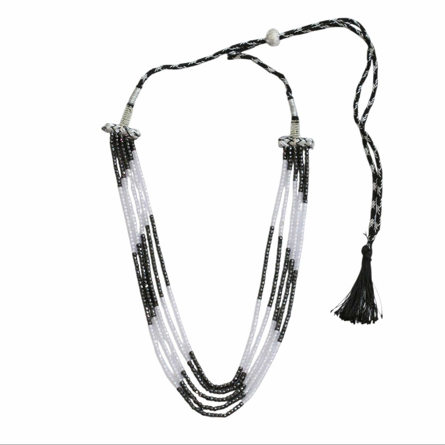 Multi Strand White & Gold Crystal Bead Necklace