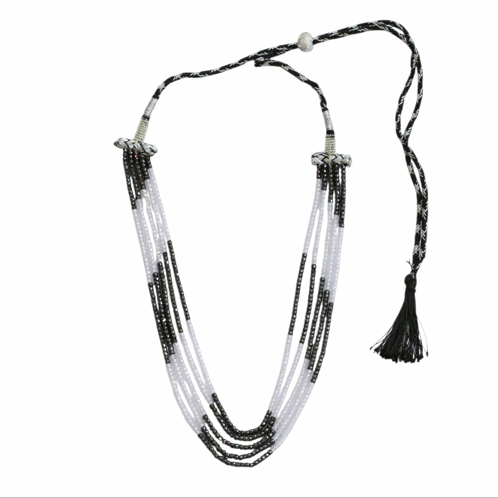 Multi Strand White & Gold Crystal Bead Necklace