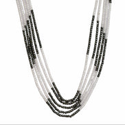 Multi Strand White & Gold Crystal Bead Necklace