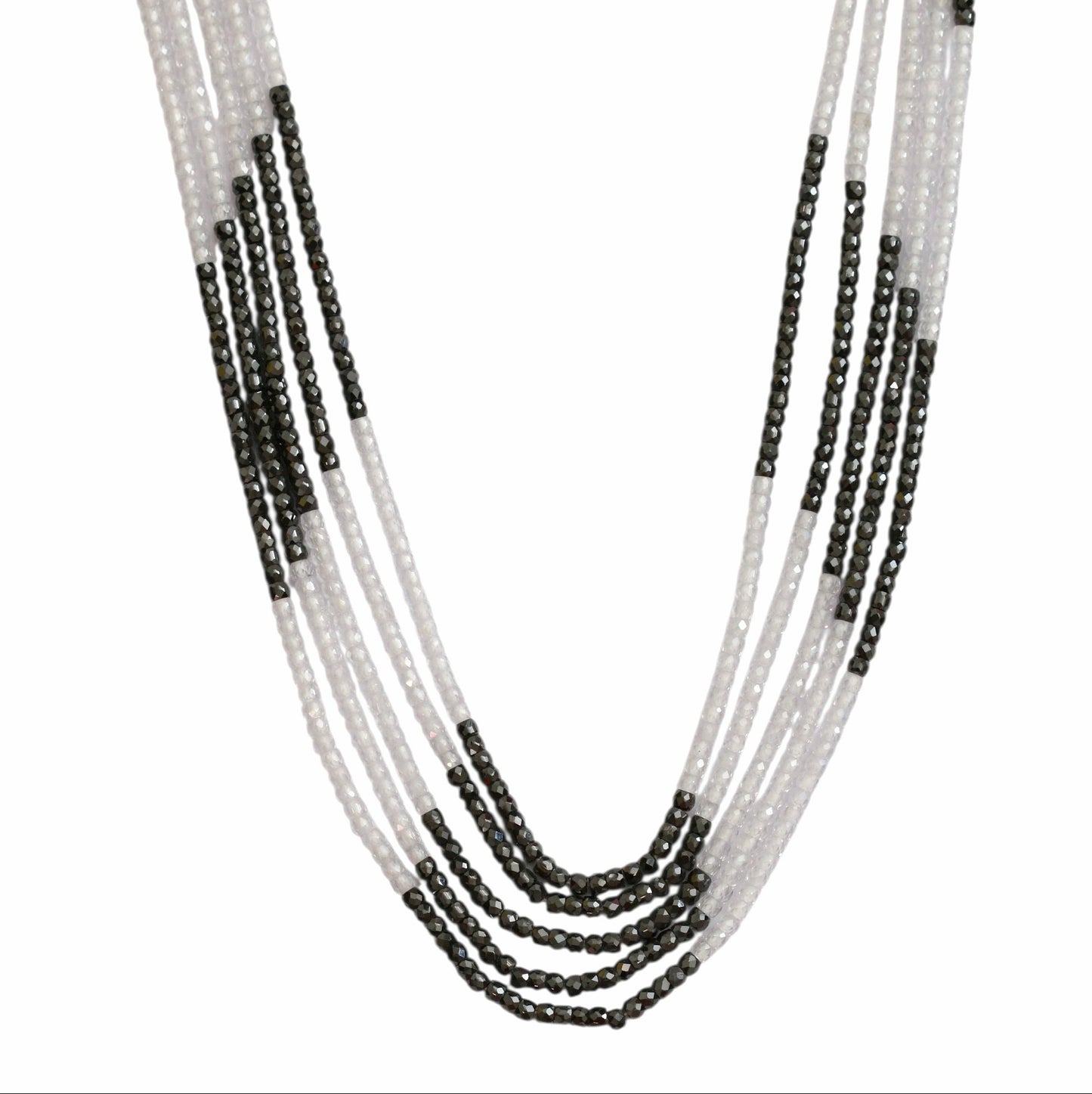 Multi Strand White & Gold Crystal Bead Necklace