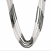 Multi Strand White & Gold Crystal Bead Necklace