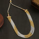 Multi Strand White & Gold Crystal Bead Necklace
