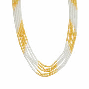 Multi Strand White & Gold Crystal Bead Necklace