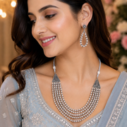 Multi-Layered Beaded Oxidised Necklace Earring Set
