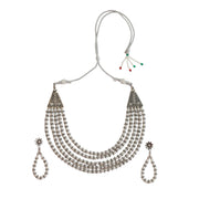 Oxidized Rhodium Plated Layered Pearl Necklace Set