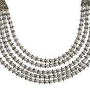 Oxidized Rhodium Plated Layered Pearl Necklace Set
