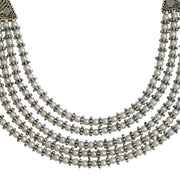 Oxidized Rhodium Plated Layered Pearl Necklace Set