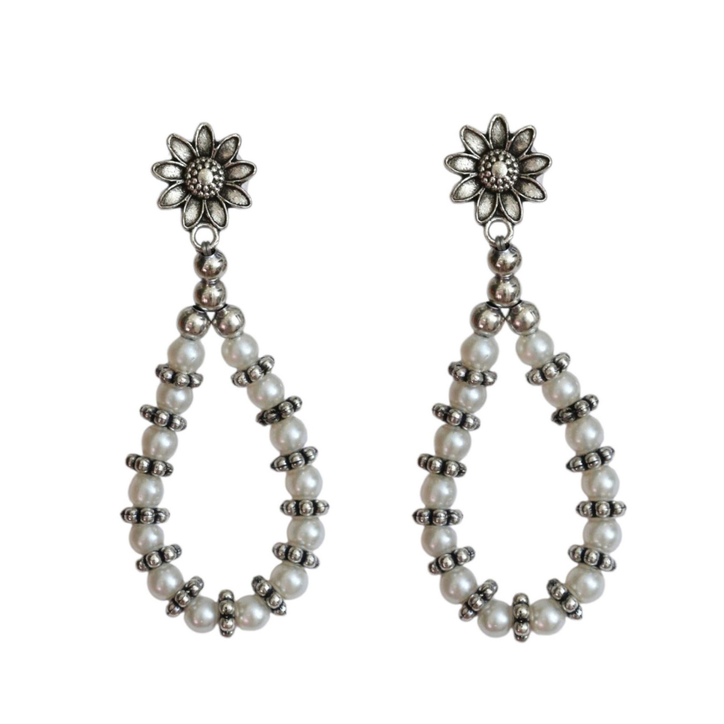 Oxidized Rhodium Plated Layered Pearl Necklace Set