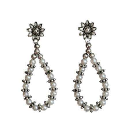 Oxidized Rhodium Plated Layered Pearl Necklace Set