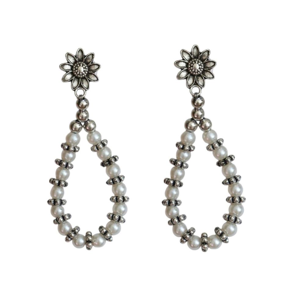 Oxidized Rhodium Plated Layered Pearl Necklace Set