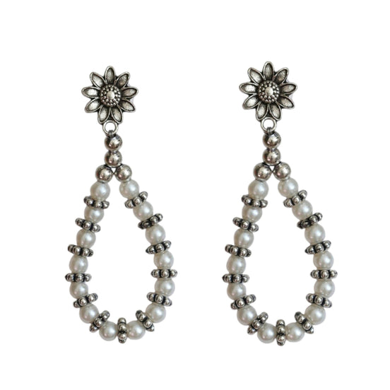 Oxidized Rhodium Plated Layered Pearl Necklace Set