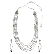 Multi-Layered Beaded Oxidised Necklace Earring Set