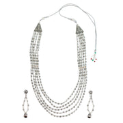 Multi-Layered Beaded Oxidised Necklace Earring Set
