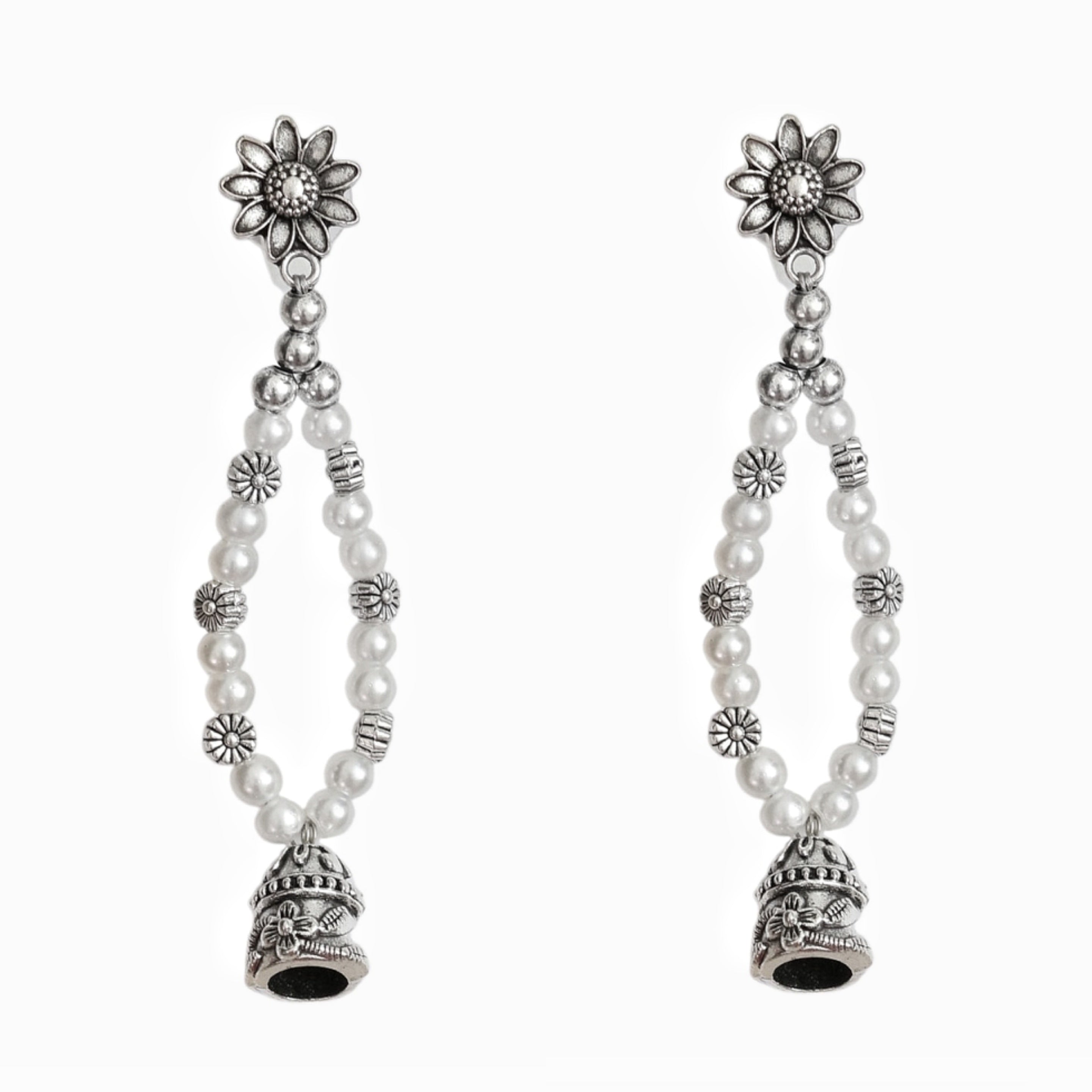 Multi-Layered Beaded Oxidised Necklace Earring Set