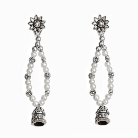 Multi-Layered Beaded Oxidised Necklace Earring Set