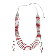 Multi-Layered Beaded Oxidised Necklace Earring Set