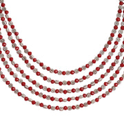 Multi-Layered Beaded Oxidised Necklace Earring Set