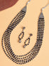 Multi-Layered Beaded Oxidised Necklace Earring Set