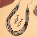 Multi-Layered Beaded Oxidised Necklace Earring Set