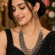 Multi-Layered Beaded Oxidised Necklace Earring Set
