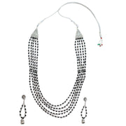 Multi-Layered Beaded Oxidised Necklace Earring Set